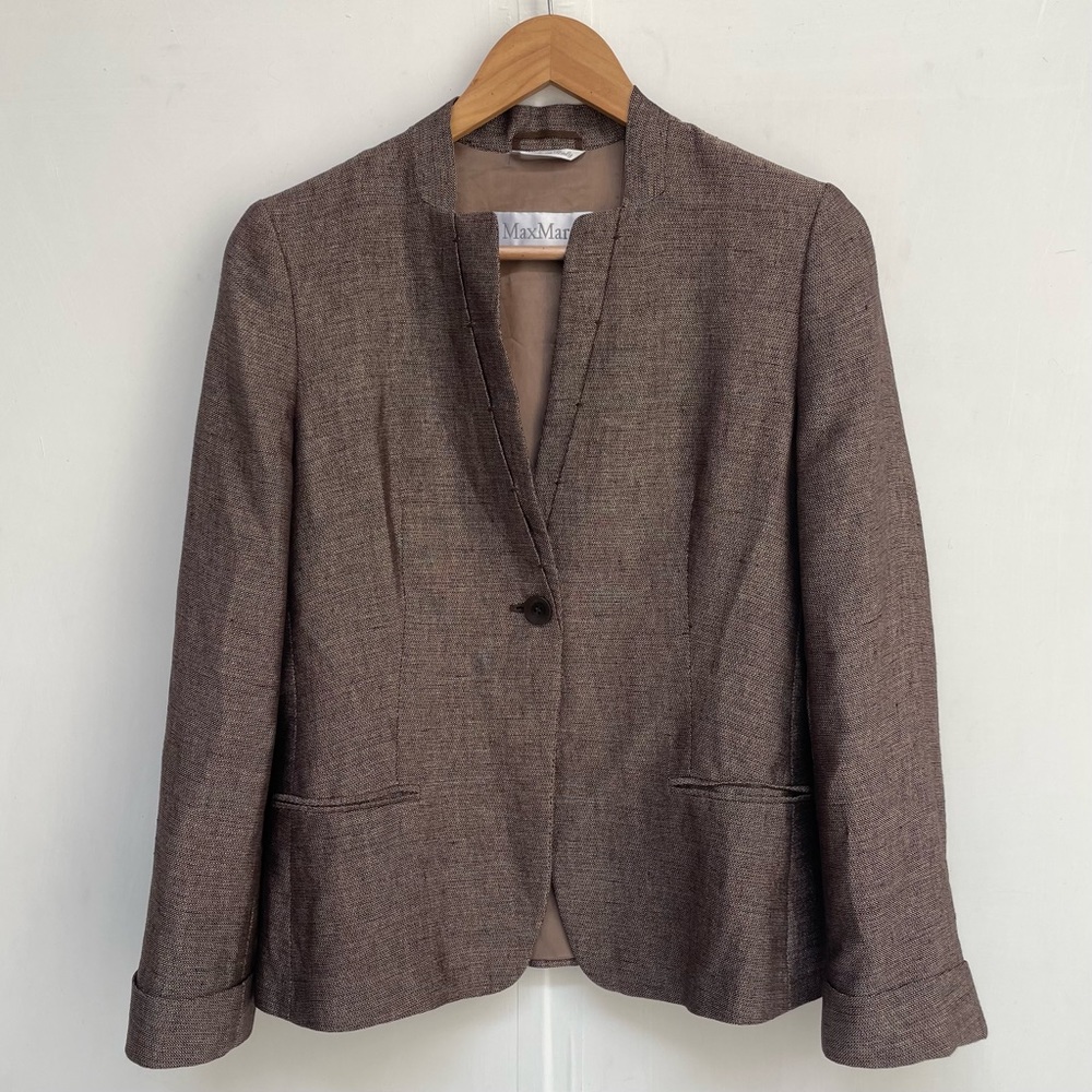 Max Mara Bronze Linen Blend Blazer Size 4